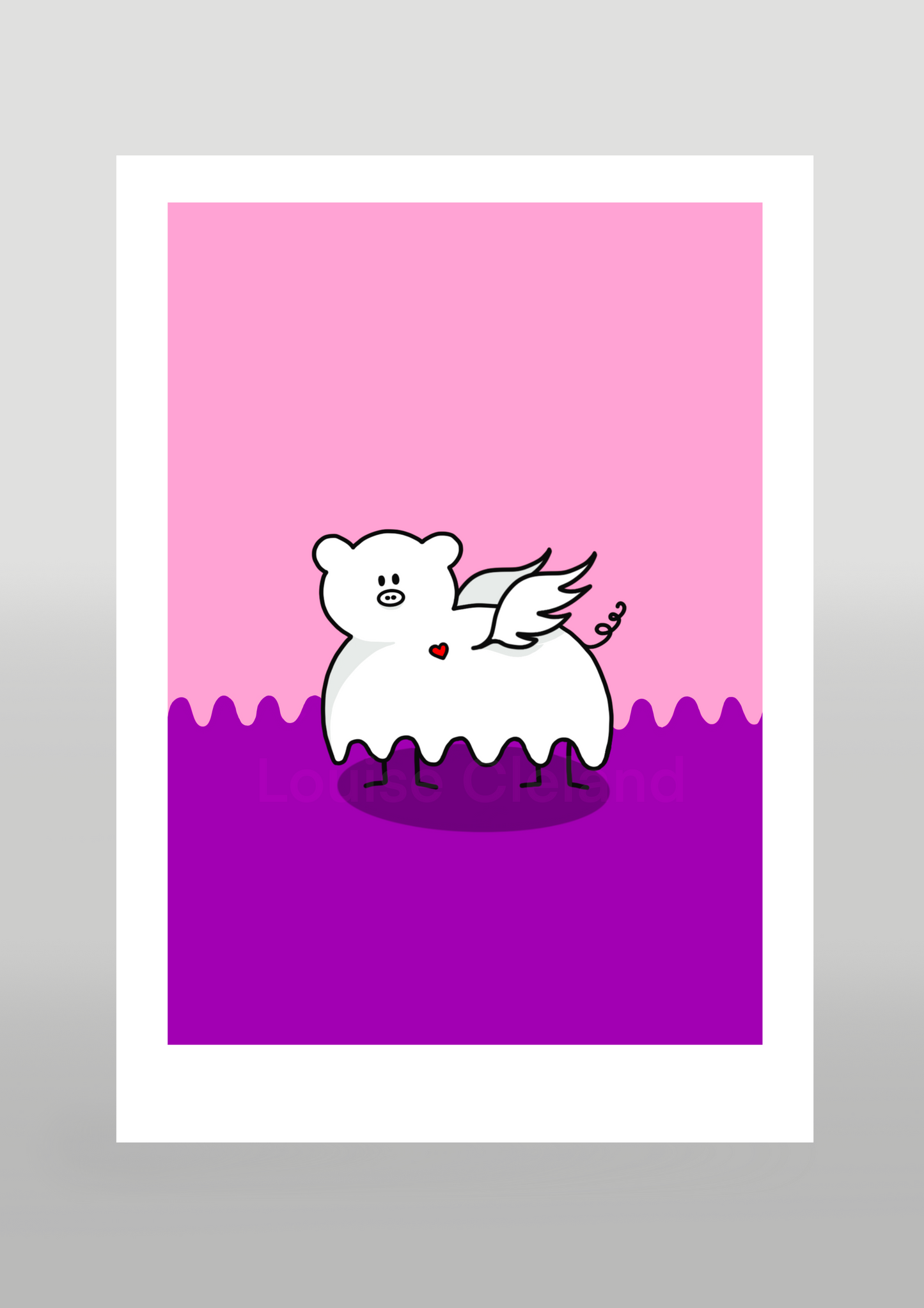 Pink and Purple Fun Silly Print Flying Ghost Pig