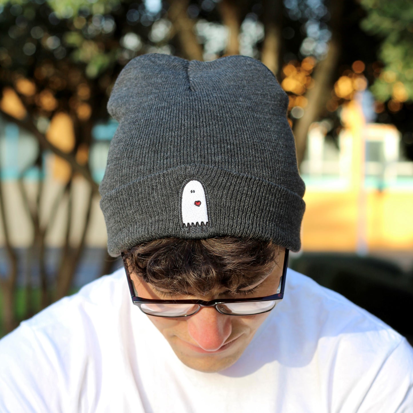 Embroidered Ghost Beanie